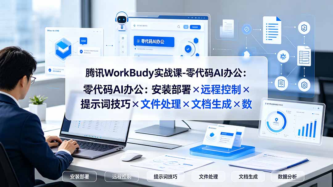 [AI人工智能]（19325期）腾讯WorkBuddy实战课-零代码AI办公：安装部署×远程控制×提示词技巧×文件处理×文档生成×数据分析