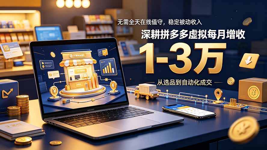 [虚拟项目]（19326期）无需全天在线值守，稳定被动收入，深耕拼多多虚拟每月增收 1-3 万