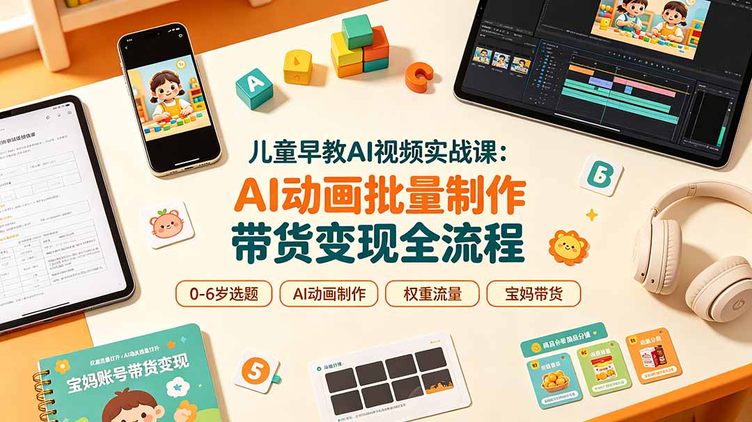 [AI人工智能]（19339期）儿童早教AI视频实战课：0-6岁认知选题｜AI动画批量制作｜权重流量拉升｜宝妈账号带货变现全流程-第1张图片-智慧创业网