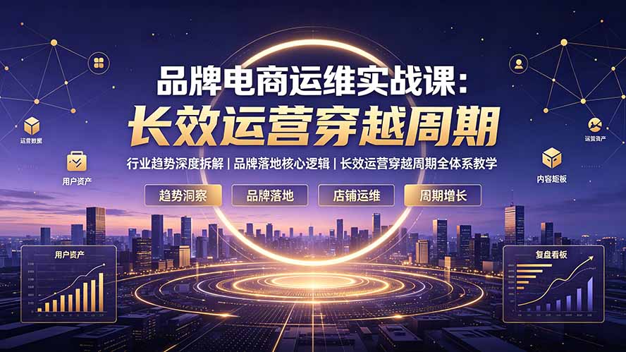 [创业项目]（19340期）品牌电商运维实战课：行业趋势深度拆解｜品牌落地核心逻辑｜长效运营穿越周期全体系教学-第1张图片-智慧创业网
