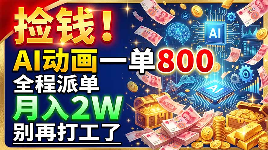 [虚拟项目]（19330期）捡钱！AI动画一单800，全程派单，月入2W，别再打工了