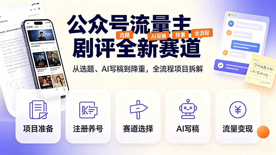 [公众号]（19348期）公众号流量主剧评全新赛道，从选题、AI写稿到降重，全流程项目拆解