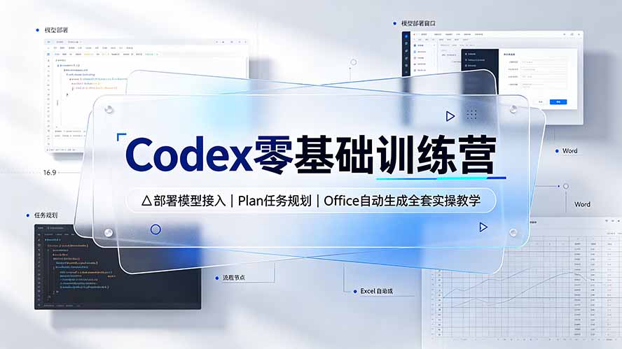 [AI人工智能]（19481期）Codex零基础训练营：部署模型接入｜Plan任务规划｜Office自动生成全套实操教学