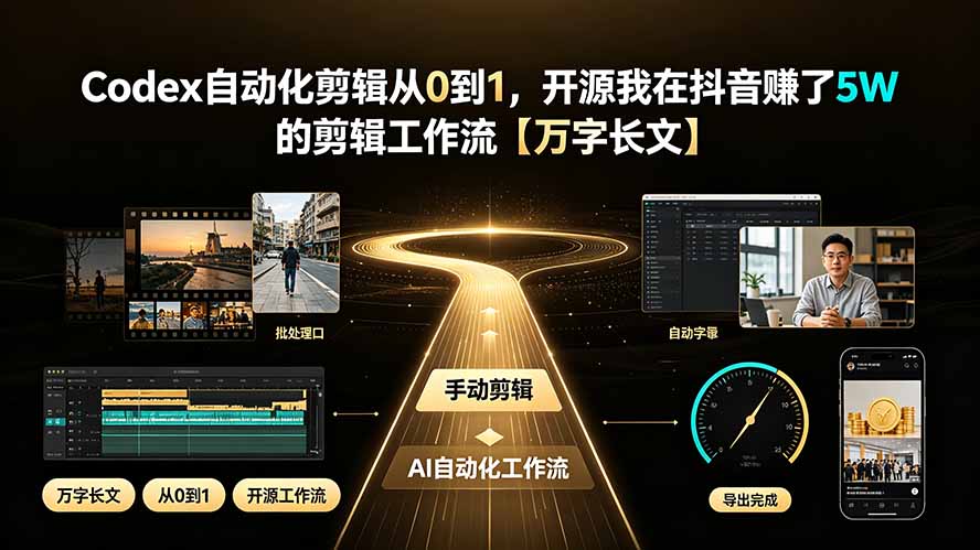 [AI人工智能]（19504期）Codex自动化剪辑从0到1，开源我在抖音赚了5W 的剪辑工作流【万字长文】