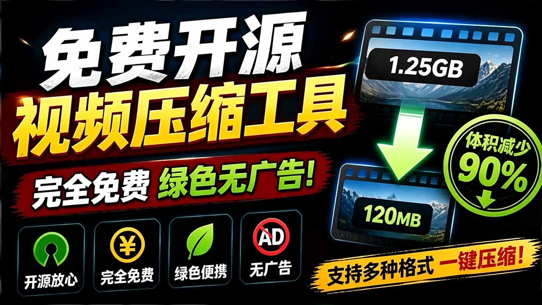 [其它资料]（19495期）Github开源视频压缩瘦身工具，轻松压缩90%，并保持画质清晰，完全免费绿色无广告！VideoSlim-第1张图片-智慧创业网