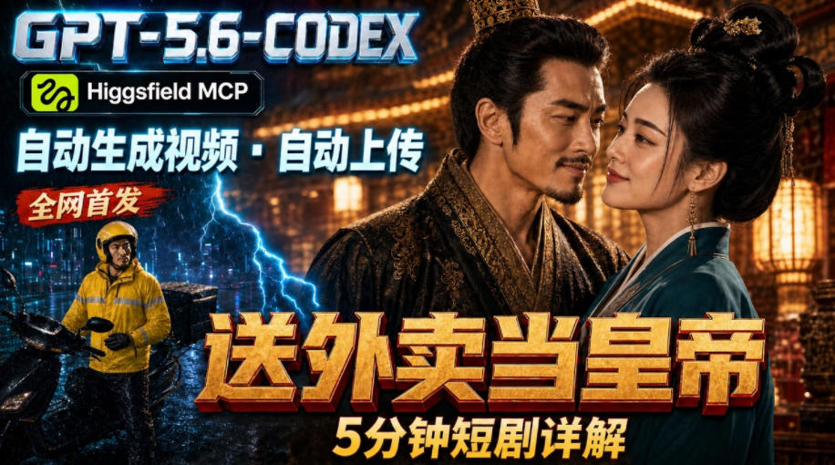 [AI人工智能]（19540期）GPT-5.6 Codex+Higgsfield MCP：一条指令生成5分钟短剧并自动上传YouTube（油管）