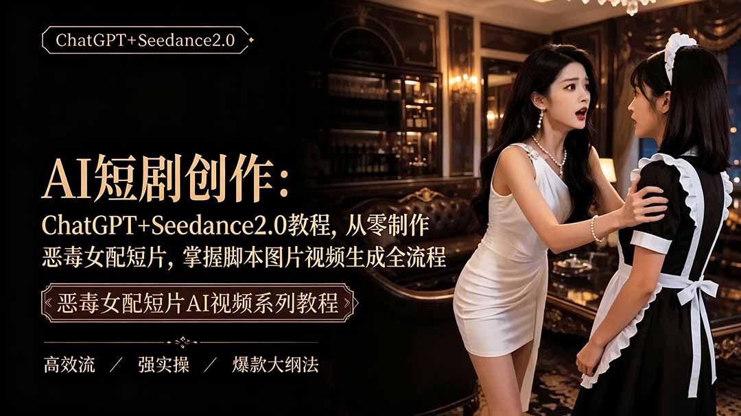[AI人工智能]（19545期）AI短剧创作：ChatGPT+Seedance2.0教程，从零制作恶毒女配短片，掌握脚本图片视频生成全流程
