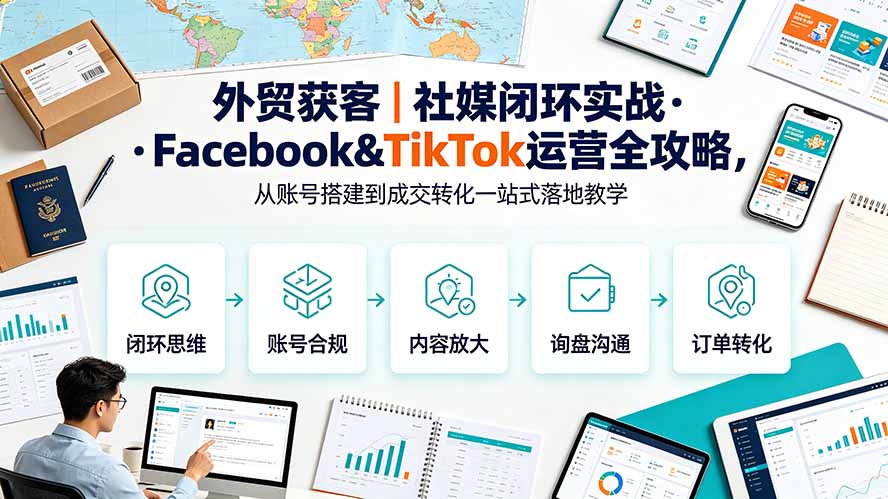 [国外项目]（19526期）外贸获客｜社媒闭环实战·Facebook&amp;TikTok运营全攻略，从账号搭建到成交转化一站式落地教学-第1张图片-智慧创业网