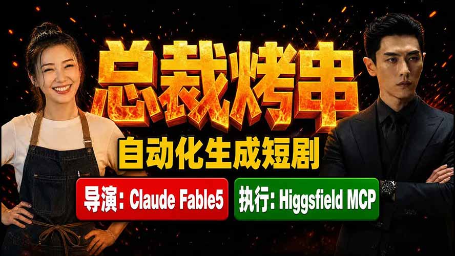 [AI人工智能]（19541期）《总裁烤串》真人短剧全自动诞生！Claude Fable5 当导演，Higgsfield MCP 执行！