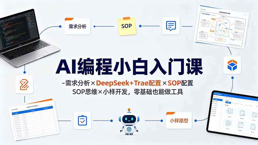 [AI人工智能]（19539期）AI编程小白入门课-需求分析×DeepSeek+Trae配置×SOP思维×小样开发，零基础也能做工具-第2张图片-智慧创业网