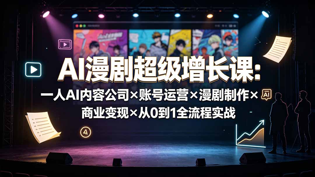 [AI人工智能]（19553期）AI漫剧超级增长课：一人AI内容公司×账号运营×漫剧制作×商业变现×从0到1全流程实战