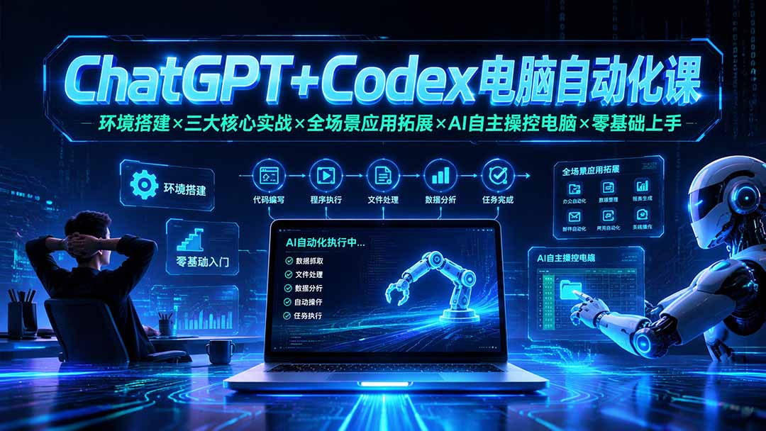 [新媒体]（19583期）ChatGPT+Codex电脑自动化课：环境搭建×三大核心实战×全场景应用拓展×AI自主操控电脑×零基础上手