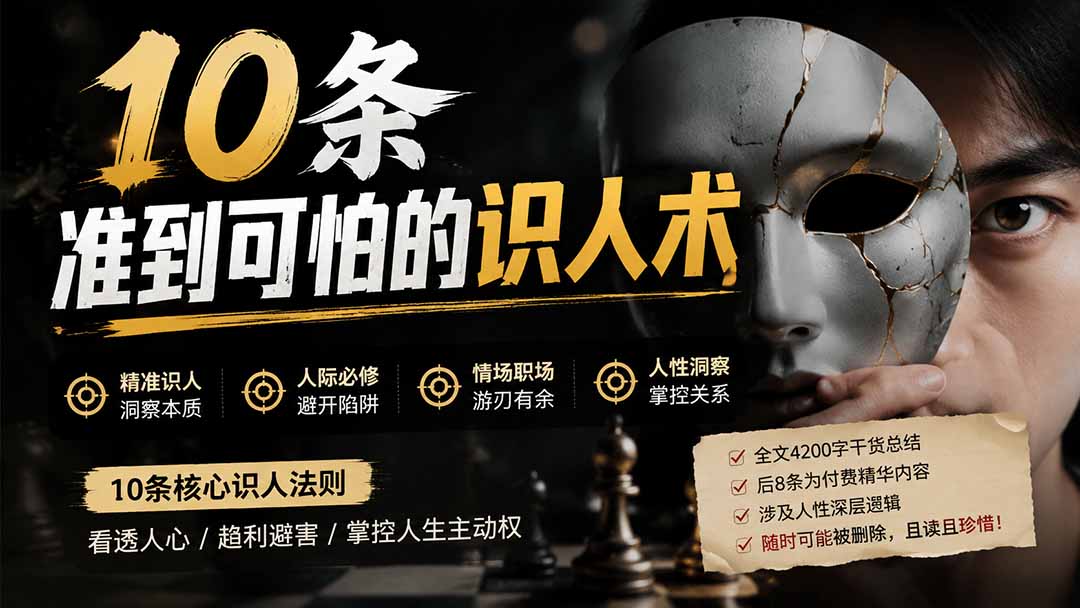 [其它资料]（19751期）付费文章：分享10条准到可怕的识人术术，希望能帮到大家。-第1张图片-智慧创业网