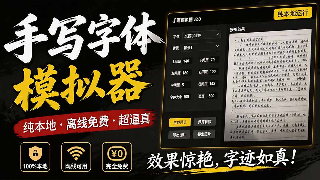 [其它资料]（19810期）罚抄神器！罚抄10万字都不在怕了，手写字体模拟生成器，附带新整理背景图和字体，纯本地离线运行-第1张图片-智慧创业网