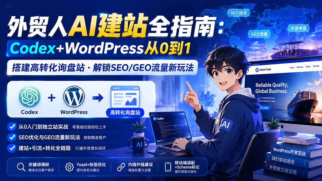 [国外项目]（19818期）外贸人AI建站全指南：Codex+WordPress从0到1·搭建高转化询盘站·解锁SEO/GEO流量新玩法-更新
