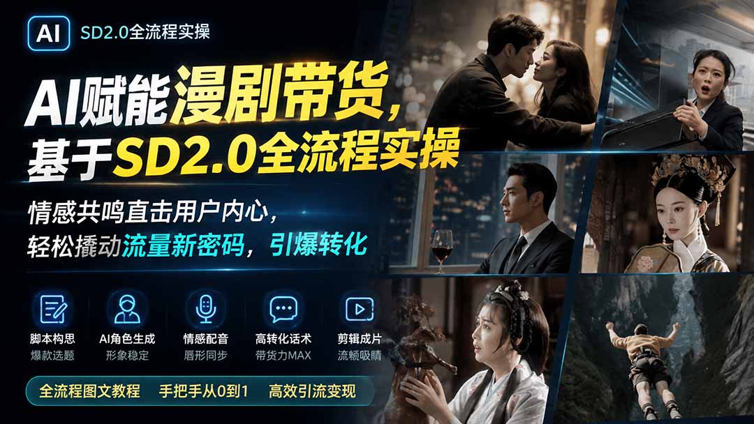 [AI人工智能]（19829期）AI赋能漫剧带货，基于SD2.0全流程实操；情感共鸣直击用户内心，轻松撬动流量新密码，引爆转化-第2张图片-智慧创业网