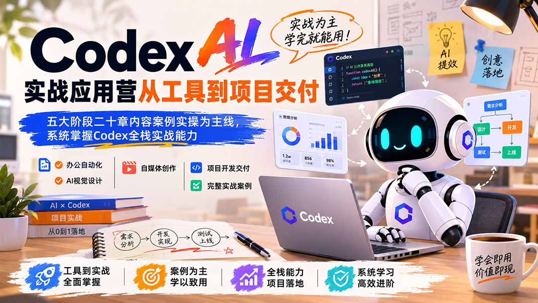[AI人工智能]（19854期）Codex AI实战应用营从工具到项目交付；五大阶段二十章内容案例实操为主线，系统掌握Codex全栈实战能力-第2张图片-智慧创业网