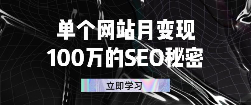 [创业项目]（2332期）单个网站月变现100万的SEO秘密：如何百分百做出赚钱站点-第1张图片-智慧创业网