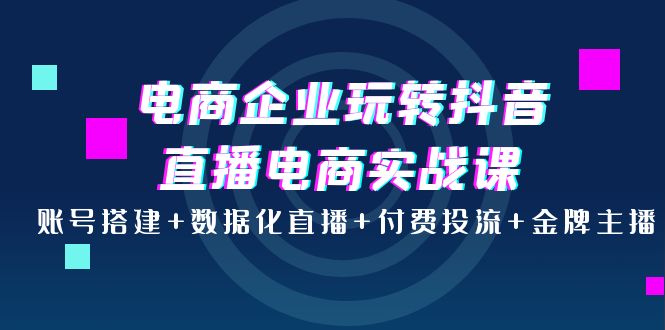 [直播带货]（3784期）电商企业玩转抖音直播电商实战课：账号搭建+数据化直播+付费投流+金牌主播