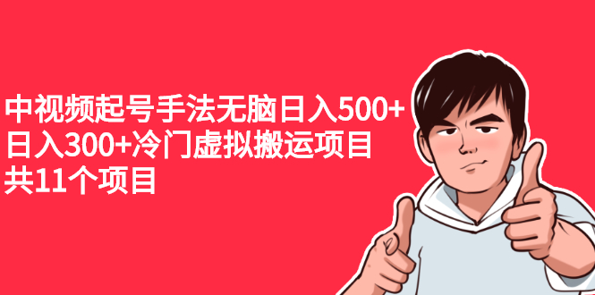 [热门给力项目]（2224期）中视频起号手法无脑日入500+日入300+冷门虚拟搬运项目（共11个项目）