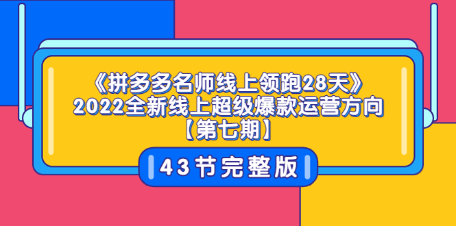 [国内电商]（3369期）《拼多多名师线上领跑28天》2022全新线上超级爆款运营方向【第七期】43节课-第1张图片-智慧创业网