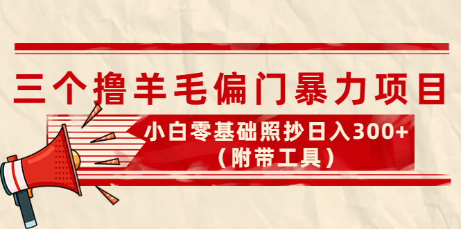 [热门给力项目]（4110期）外面卖998的三个撸羊毛偏门暴力项目，小白零基础照抄日入300+（附带工具）