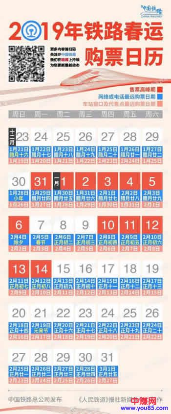 2019年春运火车票购票分析指南（附春运购票日历）