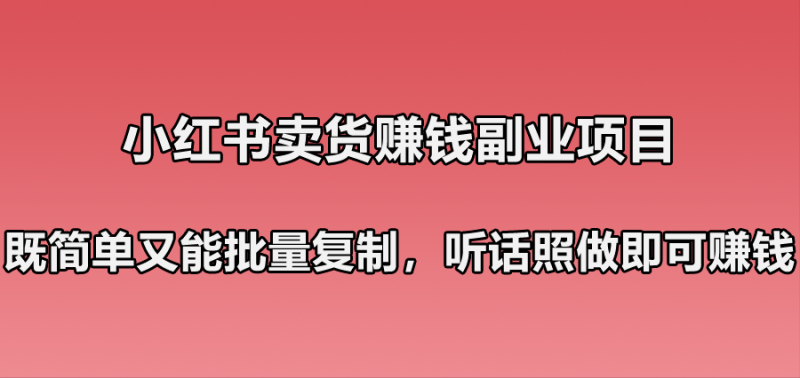 [网赚项目]小红书卖货赚钱副业笔记：既简单又能批量复制，只要听话照做就可以赚钱！