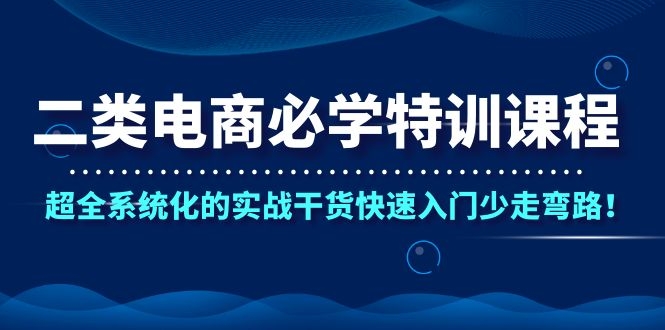 [国内电商]（1087期）二类电商必学特训课程，超全系统化的实战干货快速入门少走弯路！-第2张图片-智慧创业网