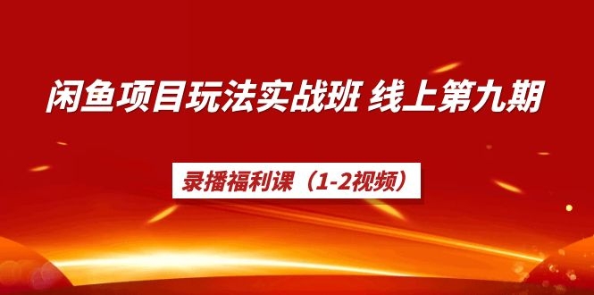 [虚拟资源]（1235期）宅男《闲鱼项目玩法实战班》线上第九期，录播福利课（1-2视频）-第2张图片-智慧创业网