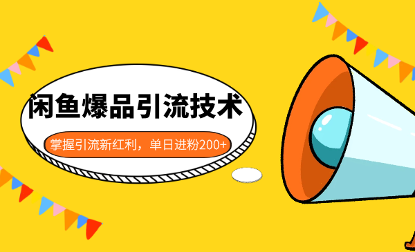 [引流-涨粉-软件]（1205期）闲鱼爆品引流技术1.0，掌握引流新红利，单日进粉200+ 无水印（价值1500元）-第2张图片-智慧创业网