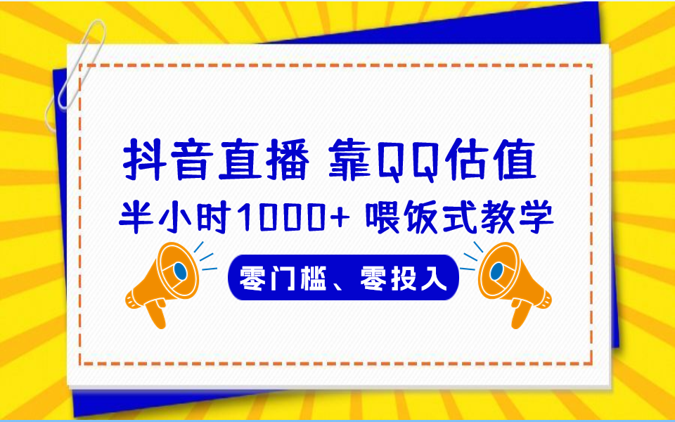 [热门给力项目]（6818期）QQ号估值直播 半小时1000+，零门槛、零投入，喂饭式教学、小白首选