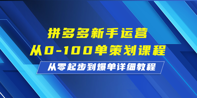 [热门给力项目]（6920期）拼多多新手运营从0-100单策划课程，从零起步到爆单详细教程