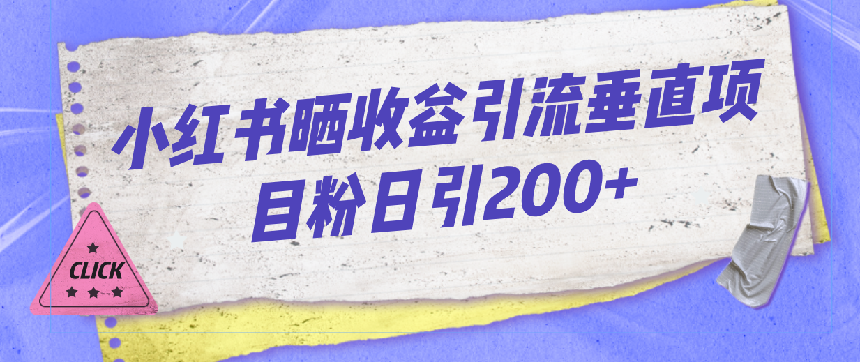 [小红书]（7045期）小红书晒收益图引流垂直项目粉日引200+