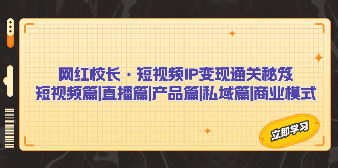 [短视频运营]（7129期）网红校长·短视频IP变现通关秘笈：短视频篇+直播篇+产品篇+私域篇+商业模式