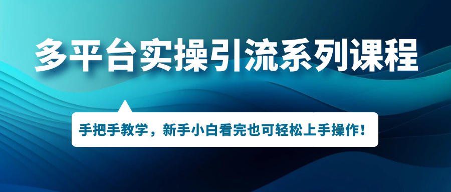 [引流-涨粉-软件]（7170期）多平台实操引流系列课程，手把手教学，新手小白看完也可轻松上手引流操作！