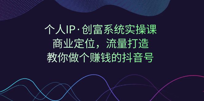 [短视频运营]（7187期）个人IP·创富系统实操课：商业定位，流量打造，教你做个赚钱的抖音号