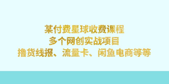 [热门给力项目]（7199期）某付费星球课程：多个网创实战项目，撸货线报、流量卡、闲鱼电商等等