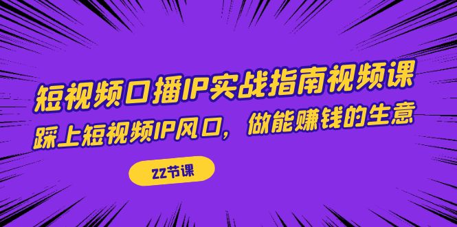 [短视频运营]（7202期）短视频口播IP实战指南视频课，踩上短视频IP风口，做能赚钱的生意（22节课）