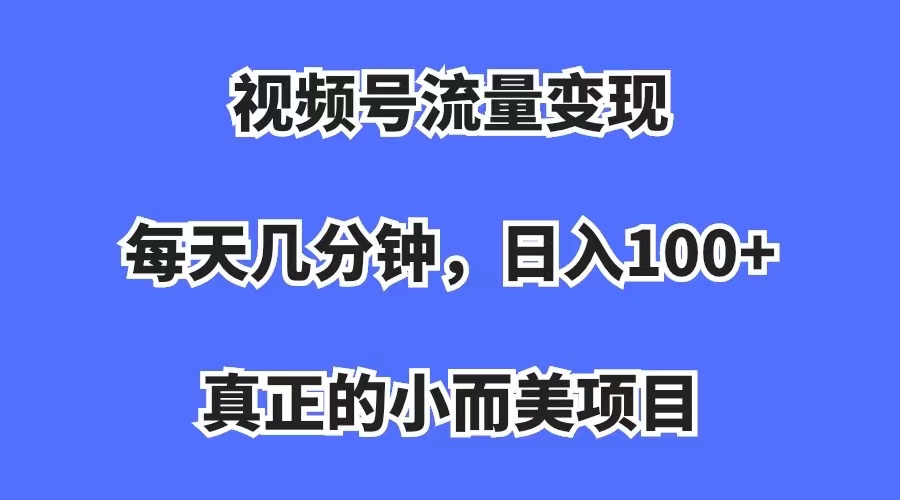 [热门给力项目]（7212期）视频号流量变现，每天几分钟，收入100+，真正的小而美项目