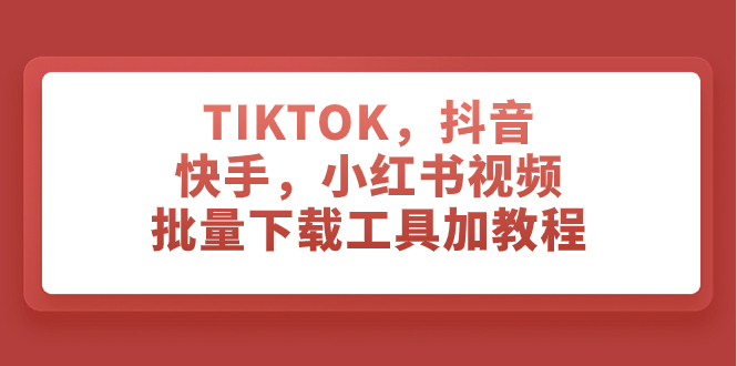 [引流-涨粉-软件]（7714期）TIKTOK，抖音，快手，小红书视频批量下载工具加教程