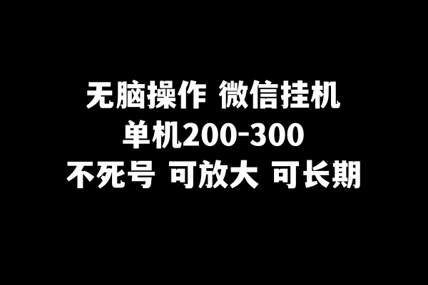 [热门给力项目]（8119期）无脑操作微信挂机单机200-300一天，不死号，可放大