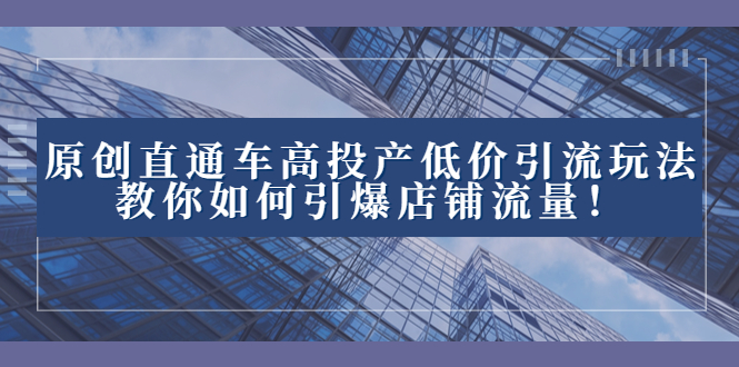 [热门给力项目]（8197期）2023直通车高投产低价引流玩法，教你如何引爆店铺流量！