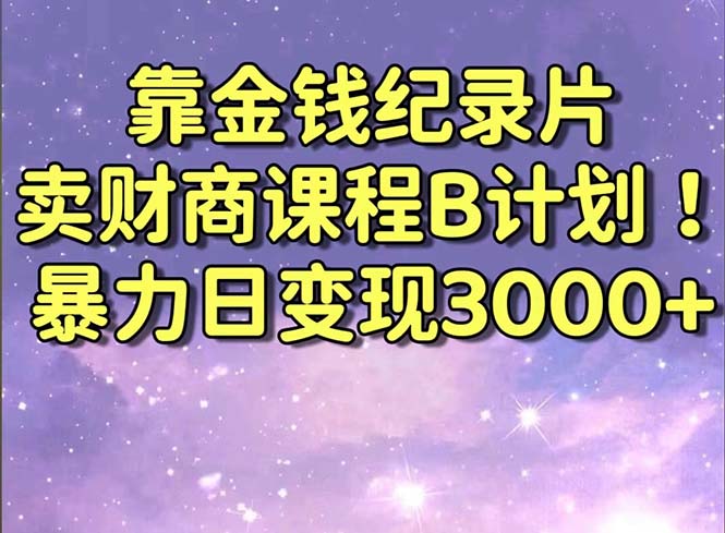 [热门给力项目]（8944期）靠金钱纪录片卖财商课程B计划！暴力日变现3000+，喂饭式干货教程！