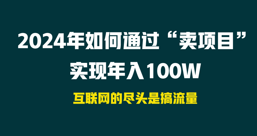 [热门给力项目]（9147期） 2024年如何通过“卖项目”实现年入100W