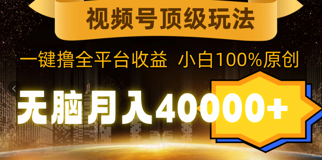 [热门给力项目]（9281期）视频号顶级玩法，无脑月入40000+，一键撸全平台收益，纯小白也能100%原创