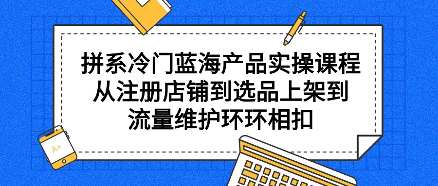 [国内电商]（9527期）拼系冷门蓝海产品实操课程，从注册店铺到选品上架到流量维护环环相扣