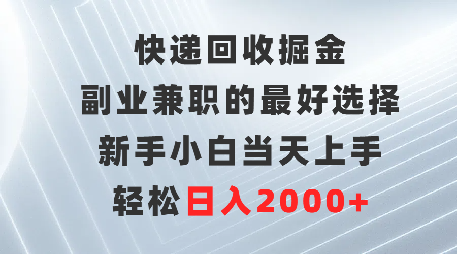 [热门给力项目]（9546期）快递回收掘金，副业兼职的最好选择，新手小白当天上手，轻松日入2000+