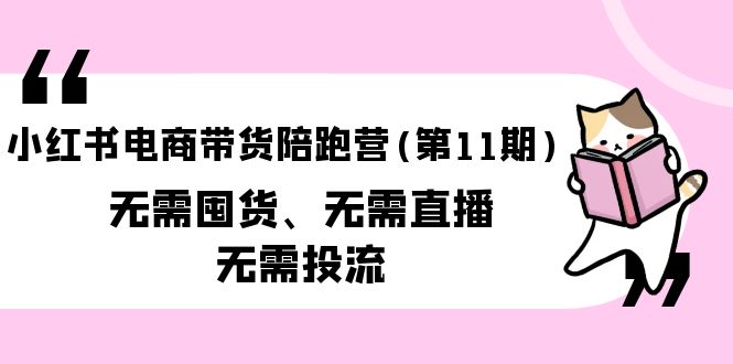 [小红书]（9996期）小红书电商带货陪跑营(第11期)无需囤货、无需直播、无需投流（送往期10套）