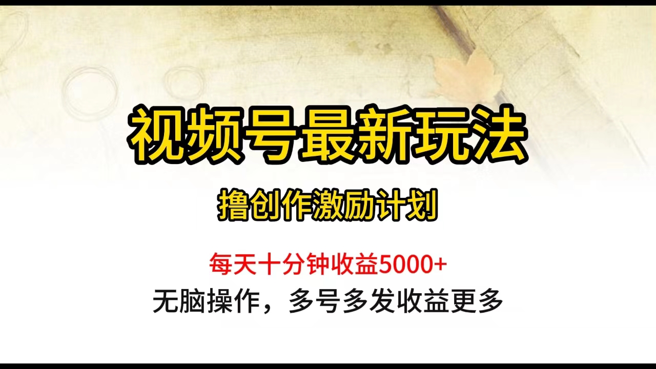 [短视频运营]（10087期）视频号最新玩法，每日一小时月入5000+